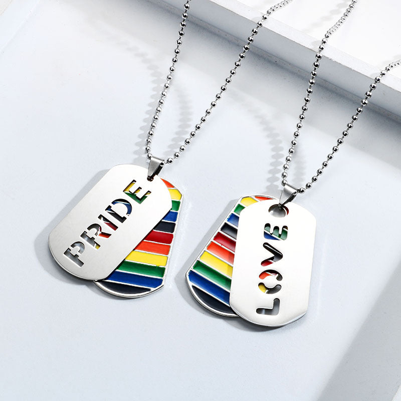 Collier pendentif double couche LGBT+ Pride and Love