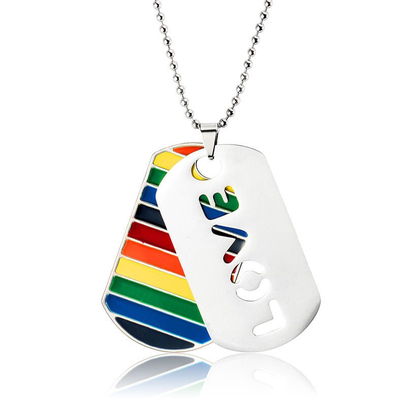 Collier pendentif double couche LGBT+ Pride and Love
