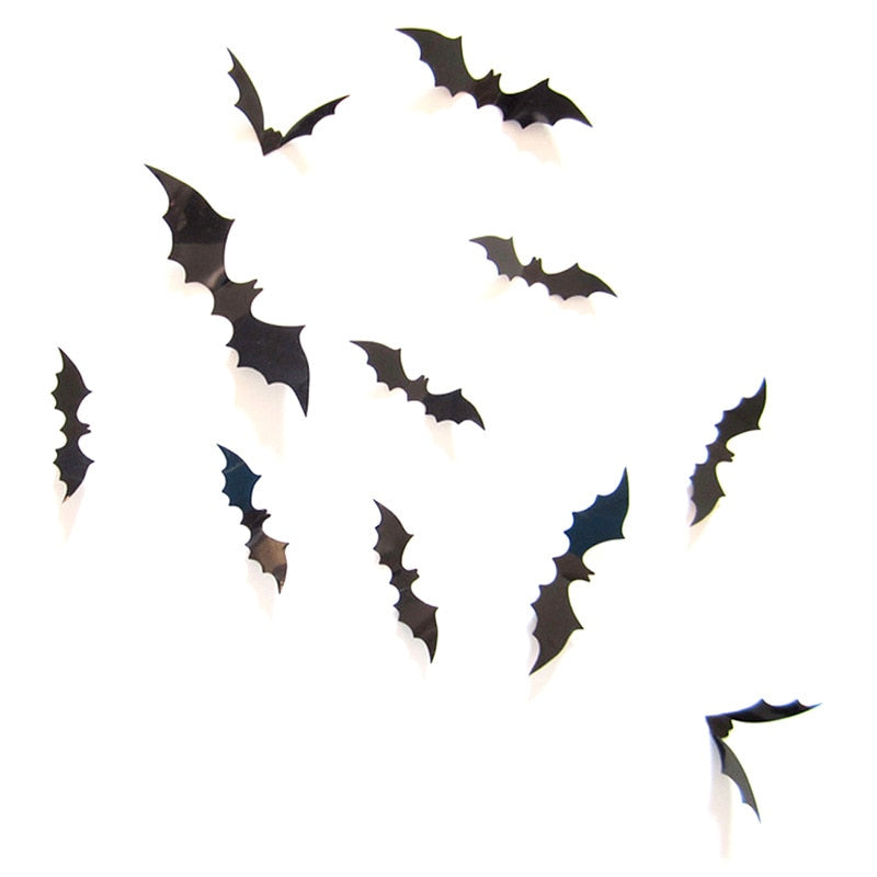 12/24/48pcs Black Bat Wall Stickers