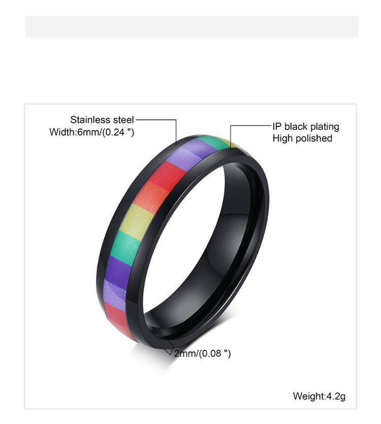 Pride Black Titanium Steel Six-color Ring