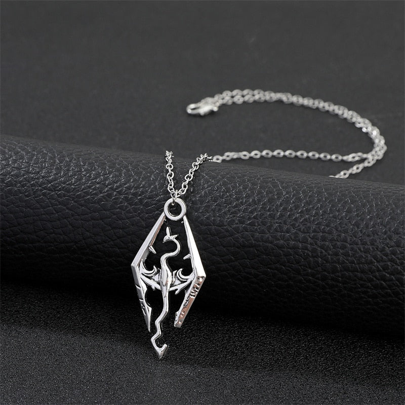 Skyrim Dragon Pendant Necklace