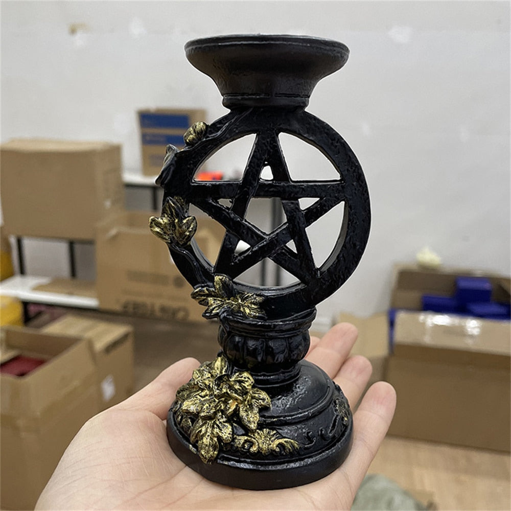 Pentagram Relief Resin Crystal Ball Stand