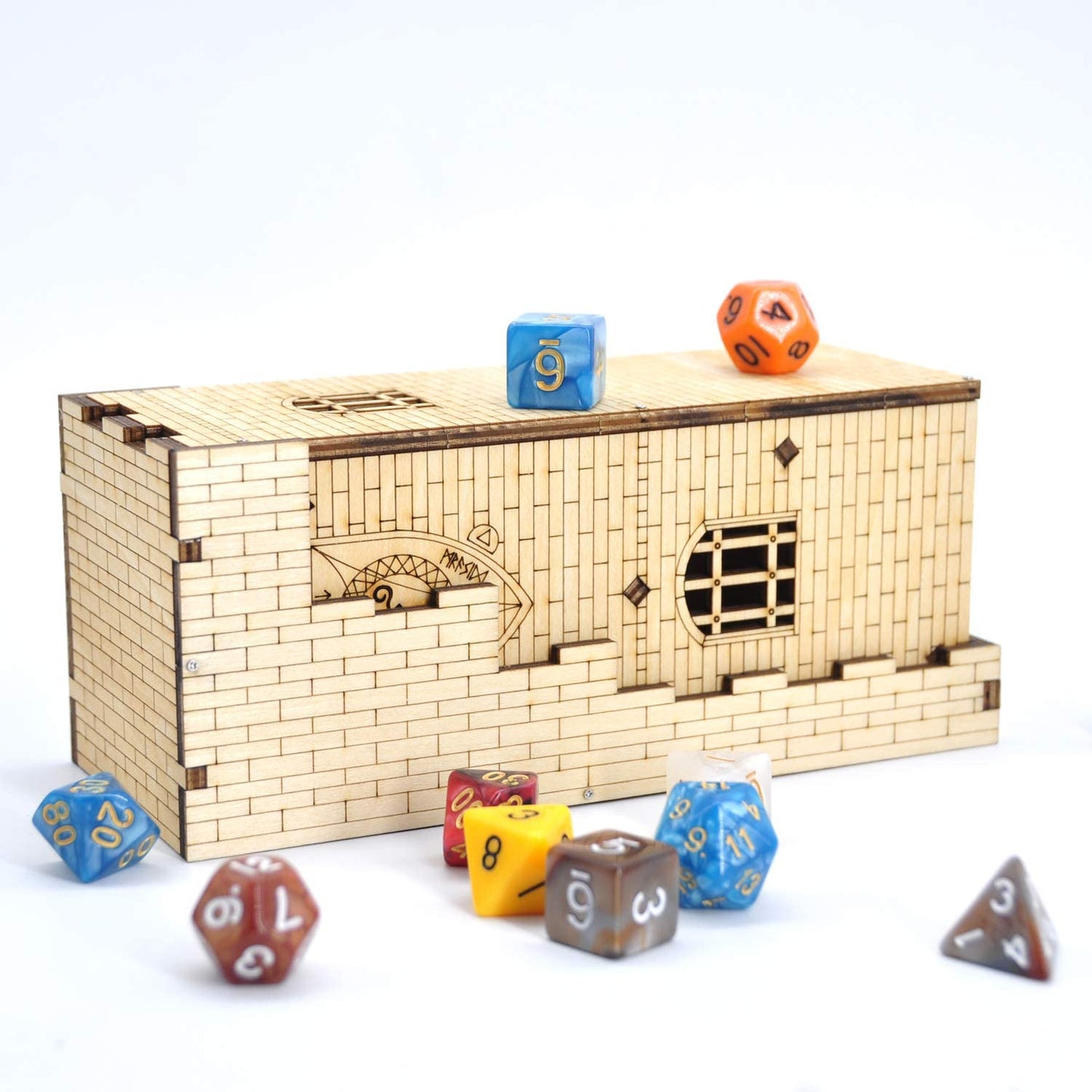 Castle Dice Tower with Tray Wood Laser Cut