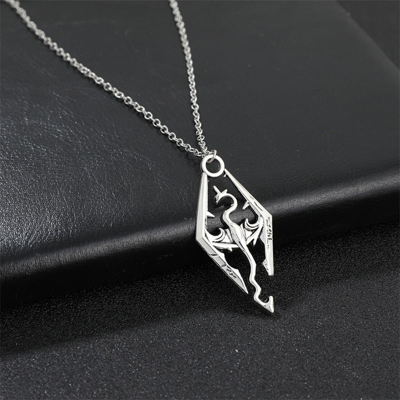 Skyrim Dragon Pendant Necklace