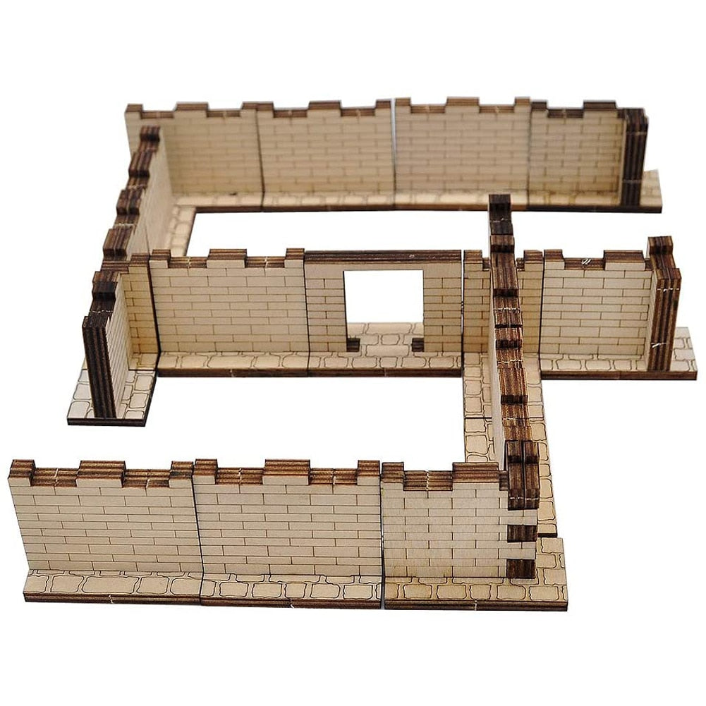 Murs de briques de donjon (ensemble de 16) Tuiles de terrain modulaires 3D découpées au laser en bois