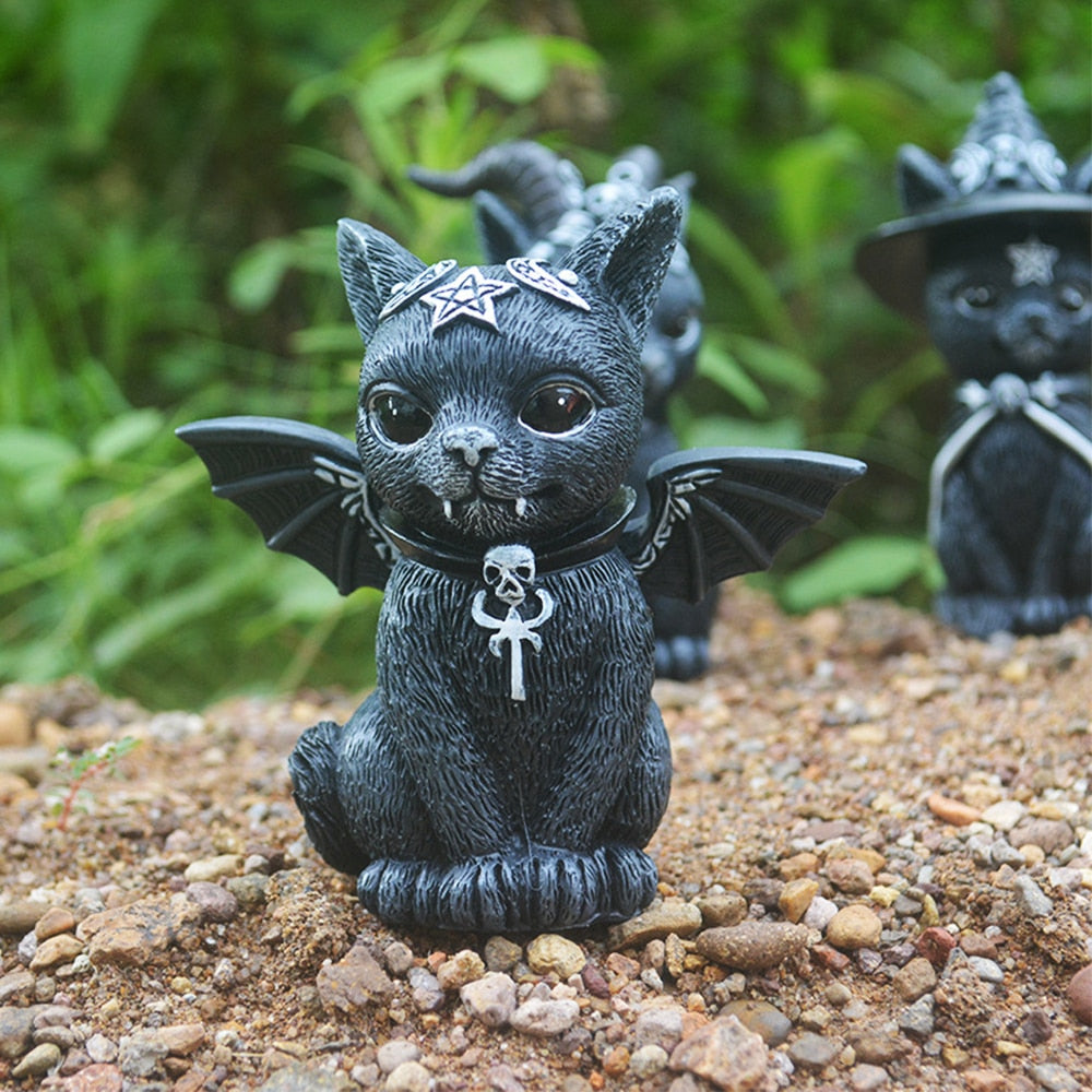 Magic Cat and Owl Resin Sculptures