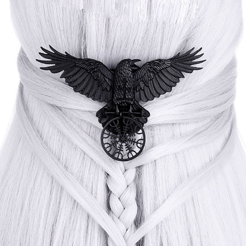 Pince à cheveux corbeau surdimensionnée unique Viking