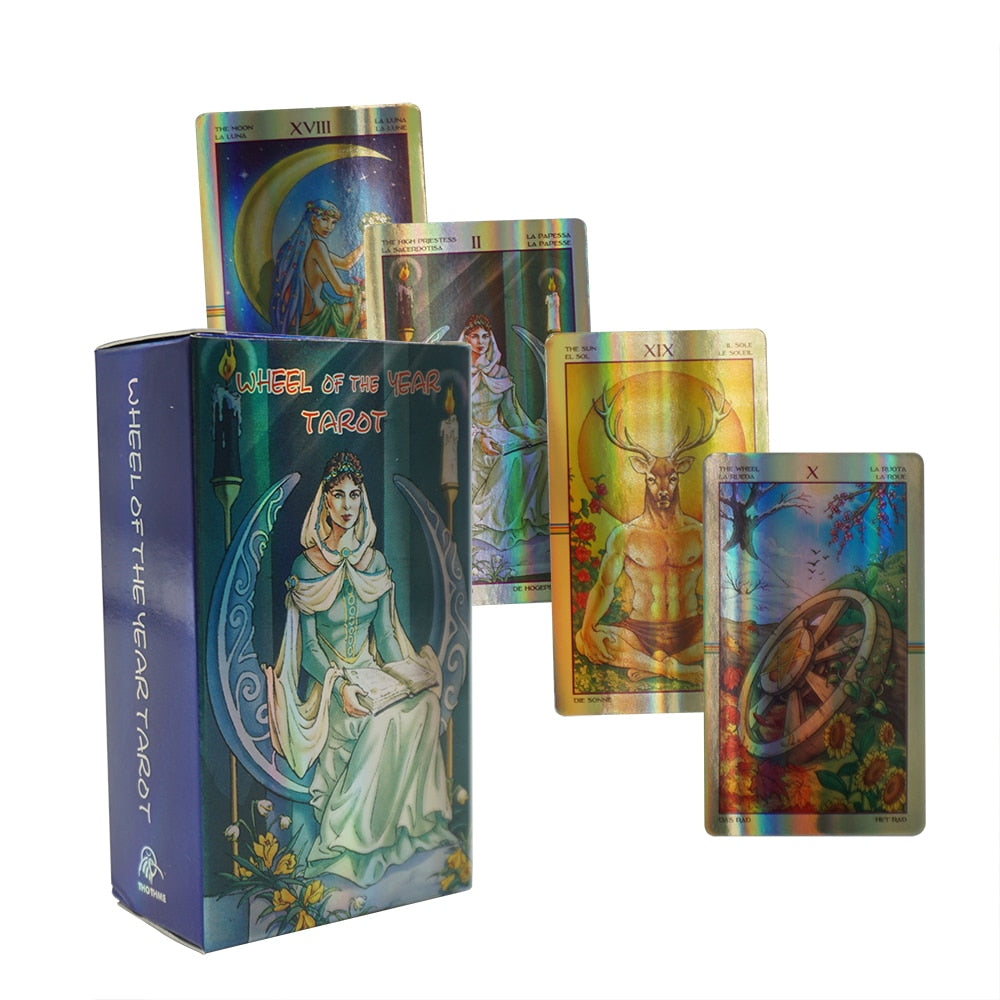 Wheel Of The Year Holographic Tarot Cards - Travel Size
