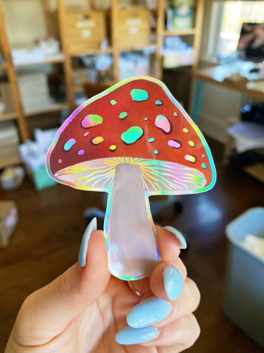 Autocollant holographique aux champignons